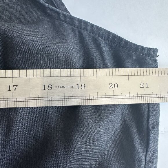 Liz Clayborne Linen Babydoll Top Wmn 16-18? Black Ruffle Raw Hem Minimalist READ - Picture 7 of 11